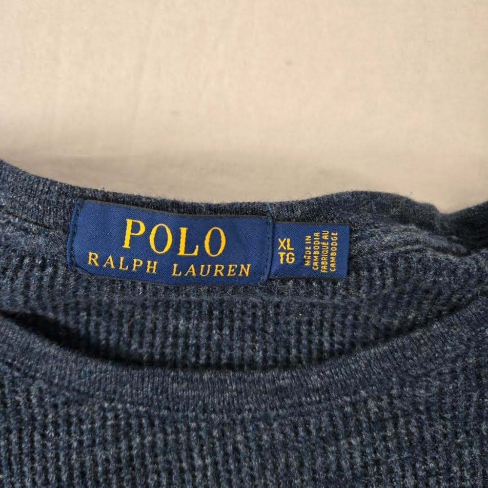 Polo Ralph Lauren Mens XL Blue Gray‎ Waffle Knit Thermal Long Sleeve Crew Shirt - Picture 3 of 6